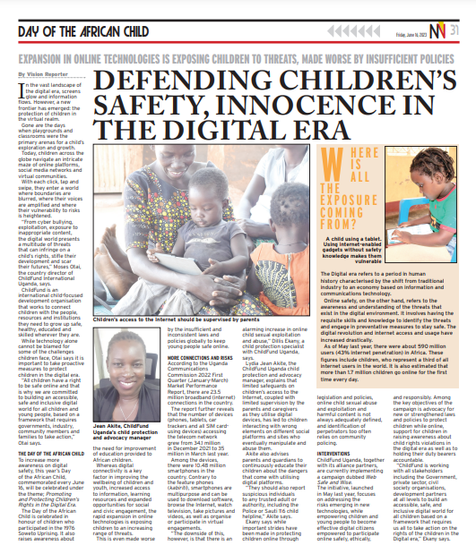 We pen our thoughts in today's New Vision page 31. #DAC2023 "Promoting and Protecting Children's Rights in the Digital Era." <a href="/MosesOtai1/">Moses Otai</a> <a href="/ChildFund/">ChildFund</a> <a href="/ChildFundAfrica/">ChildFund Africa</a>
