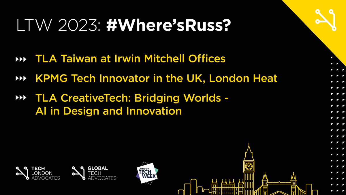 Tech London Advocates (@techlondonadv) on Twitter photo As <a href="/LDNTechWeek/">London Tech Week</a> draws to a close, there’s still plenty going on in London.
Here are some of the events that <a href="/RussShaw1/">Russ Shaw CBE</a> is attending today 👇
#WheresRuss #LTW #LondonTechWeek As <a href="/LDNTechWeek/">London Tech Week</a> draws to a close, there’s still plenty going on in London.
Here are some of the events that <a href="/RussShaw1/">Russ Shaw CBE</a> is attending today 👇
#WheresRuss #LTW #LondonTechWeek