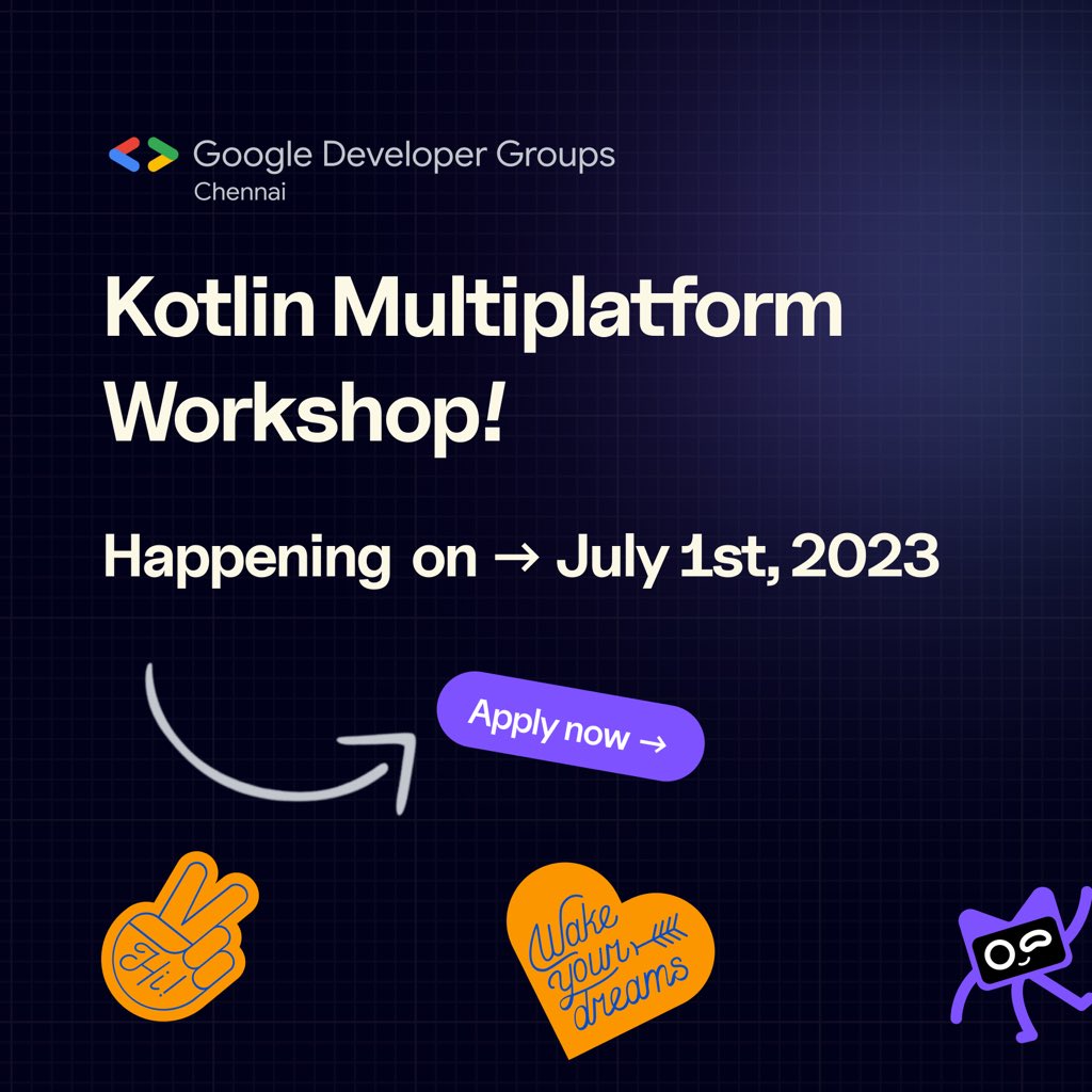 GDG Chennai (@gdgchennai) on Twitter photo ๐ข Calling all the Android developers based out of Chennai
Apply for our next workshop on Kotlin Multi Platform hosted by <a href="/msomuin/">Somasundaram M</a> & <a href="/shangeethsivan/">Shangeeth Sivan</a>
๐ bit.ly/kmp-workshop
๐ gdg.community.dev/events/detailsโฆ ๐ข Calling all the Android developers based out of Chennai
Apply for our next workshop on Kotlin Multi Platform hosted by <a href="/msomuin/">Somasundaram M</a> & <a href="/shangeethsivan/">Shangeeth Sivan</a>
๐ bit.ly/kmp-workshop
๐ gdg.community.dev/events/detailsโฆ