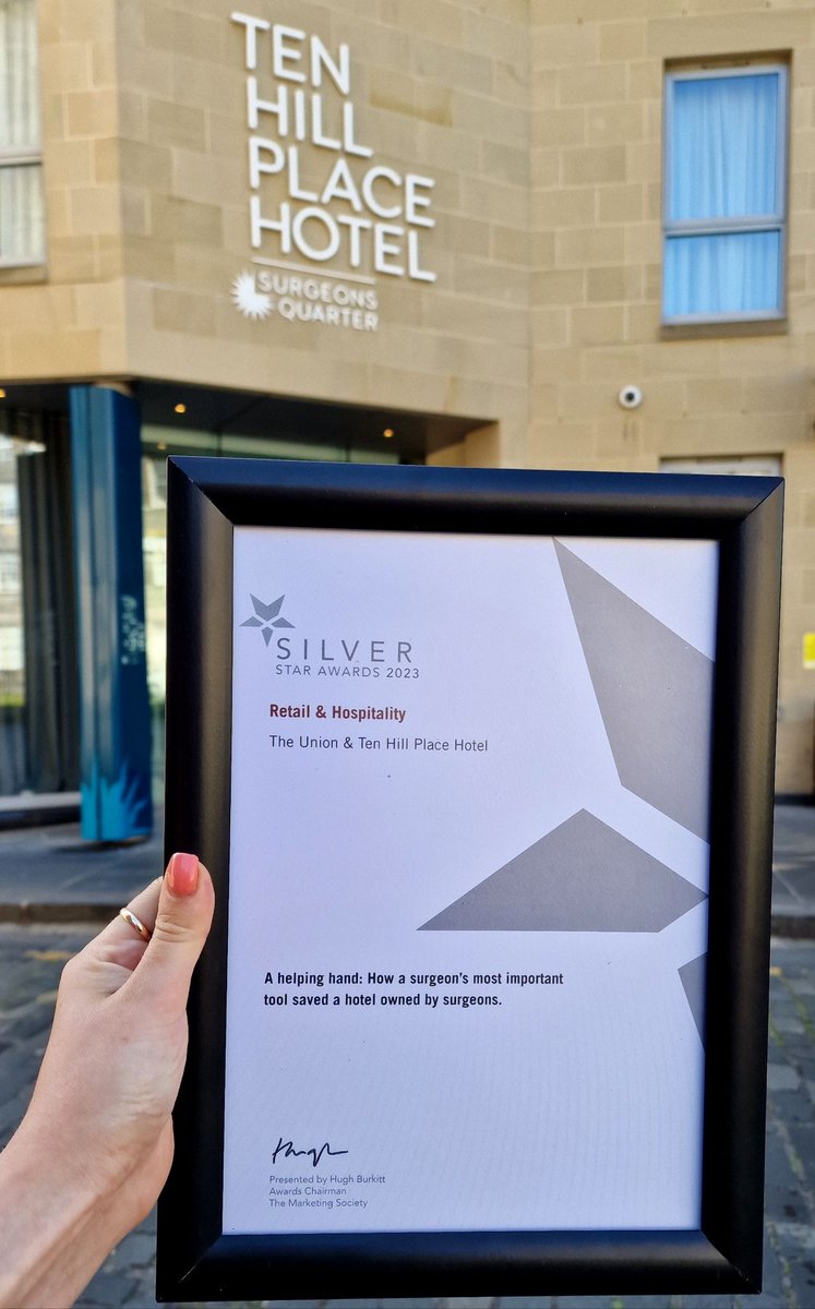 We are so proud to share that last night Ten Hill Place Hotel & The Union has won Silver at the The Marketing Society Scotland Star Awards 2023. We are feeling super proud of the whole team!
youtu.be/BCA6Rr0T9og
YOU'RE IN GOOD HANDS
#teamwork 
 #feelinggrateful