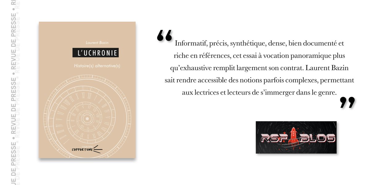 PU_BlaisePascal's tweet photo. [Revue de presse 🗞️]
Merci à @Lhisbei pour sa chronique de "L'uchronie" de Laurent Bazin ! 
➡️ À lire, ici : https://t.co/sITpn5RJqP
#opptune #littérature #imaginaire https://t.co/ehwr9BtaCf