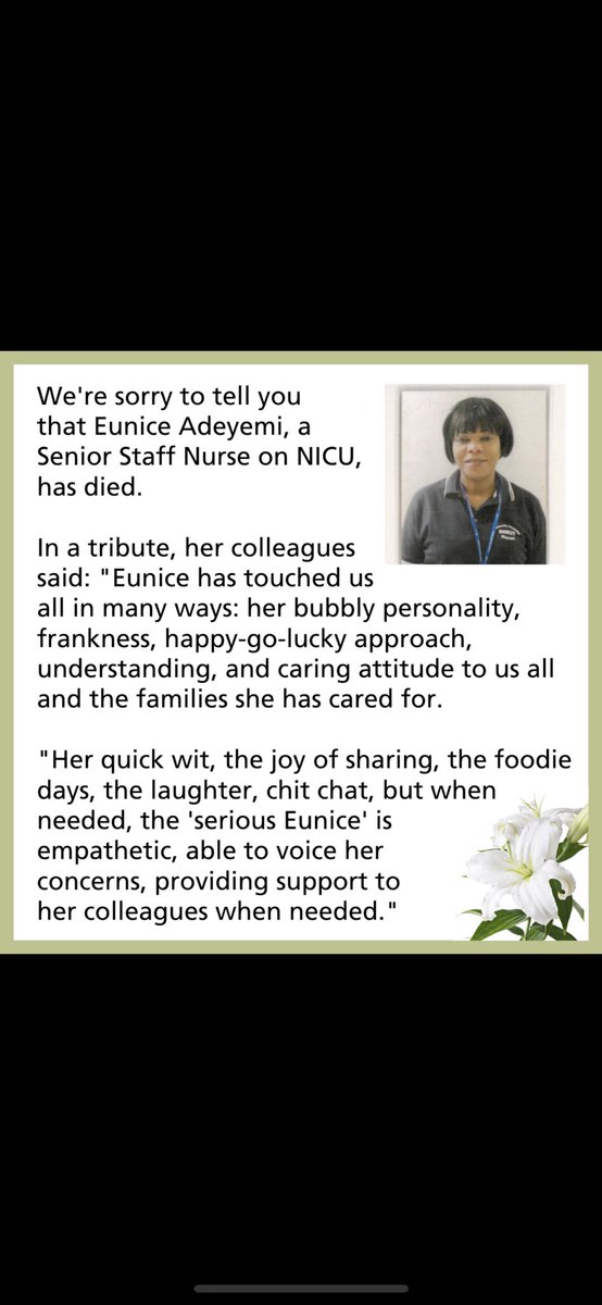 Please keep Eunice, her friends, family and our NICU team in your thoughts and prayers at this difficult time 💕