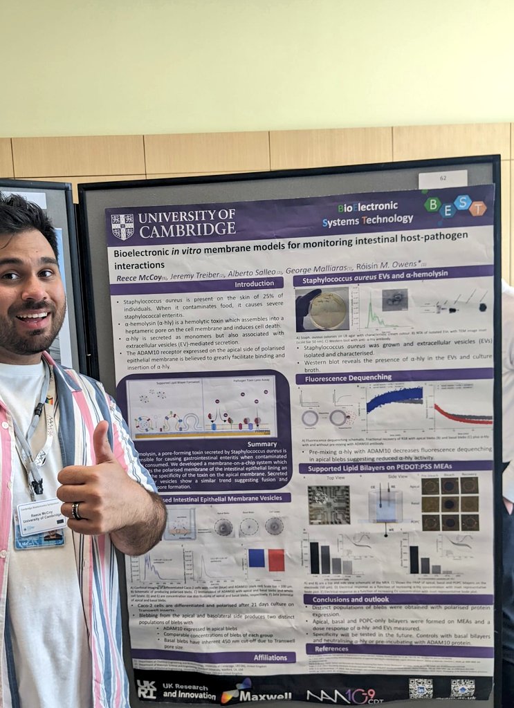 BioElSystTech's tweet image. Lab members @StoegerVerena @ZixuanLu @Reece_McCoy & @Alex_Wheeler presenting their work on #tissueengineering #lipidbilayers #labonchip & #biotechnology at the Cambridge #Bioelectronics symposium #CBS2023 
@cebcambridge 
@NanoDTC 
@BioelectronicsL 
@biochemist_hero