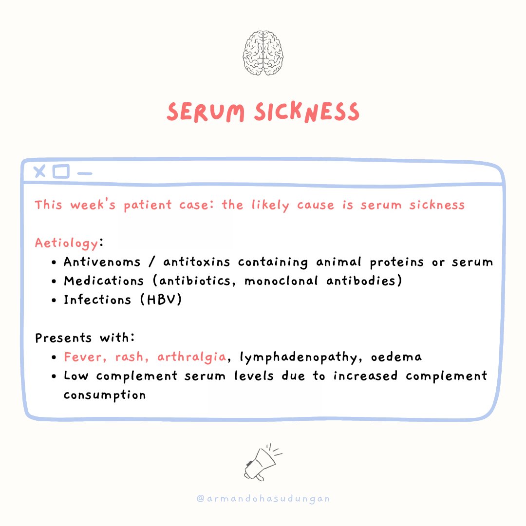 Type III hypersensitivity also known as an immune complex hypersensitivity reaction.
Watch the video here: youtu.be/NKnAXcM5Ly0

#hypersensitivityreaction #immunology #serumsickness #medicalcommunication #armandohasudungan #medicaleducation #medicalillustration #medicalnotes