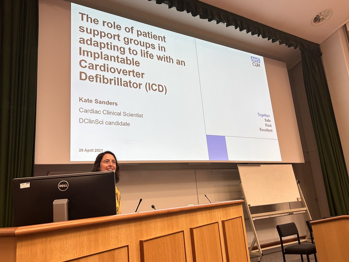 Next up, Kate Saunders sharing the role of patient support groups in adapting to life with an ICD. Great to see patients at the centre of the studies presented so far #CUHresearch