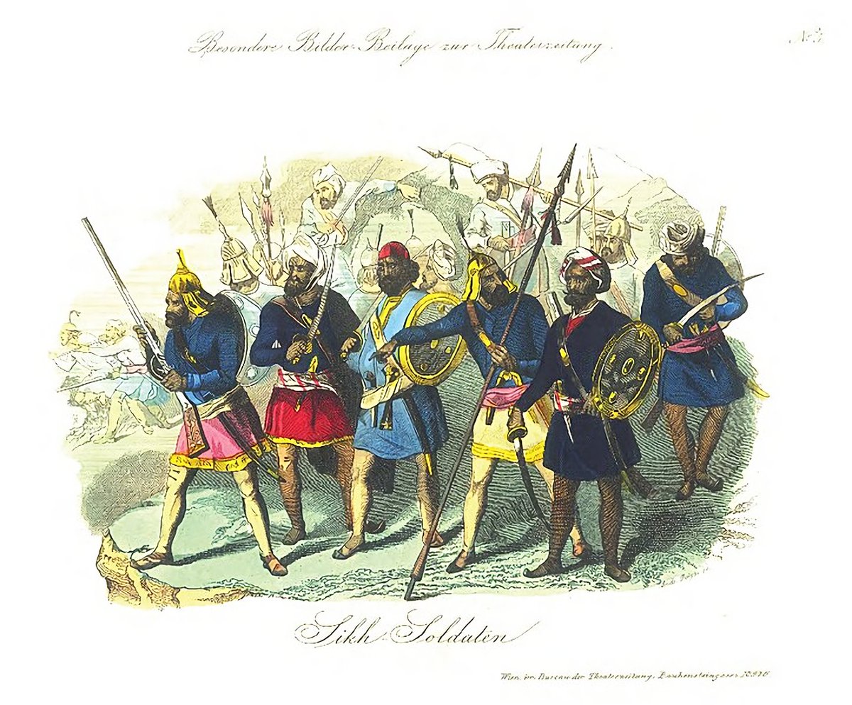 A German painting portraying Sikh soldiers, with the caption 'Sikh Soldaten'