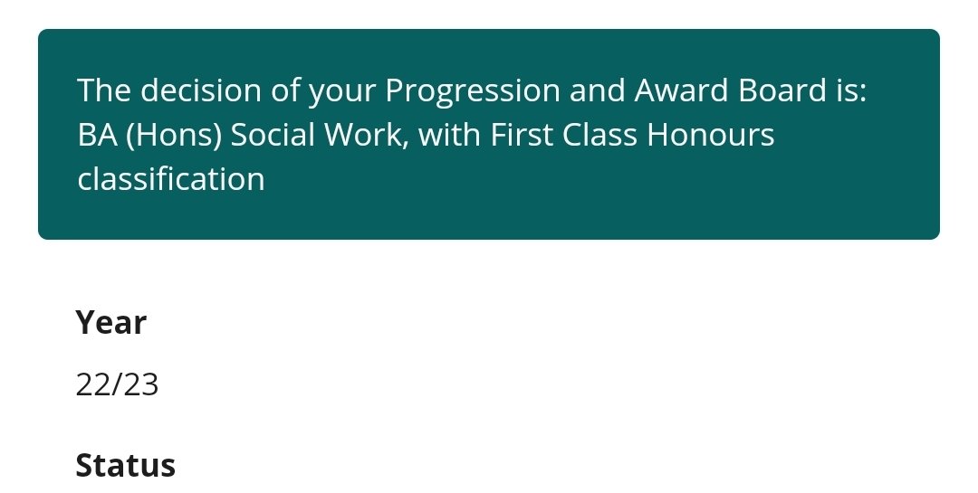 I never imagined I could achieve this 🤯. Absolutely buzzing 🙌  #1stclasshonours #socialwork #socialworker