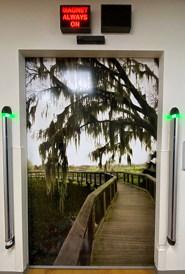 UFRadOnc's tweet image. We hope our new #ElektaUnity #MRlinac door wrap, featuring beautiful Paynes Prairie State Park, offers our @UFHealth patients a little of the serenity they so richly deserve. #CancerJourney #UFHealthCancerCenter #RadOnc
