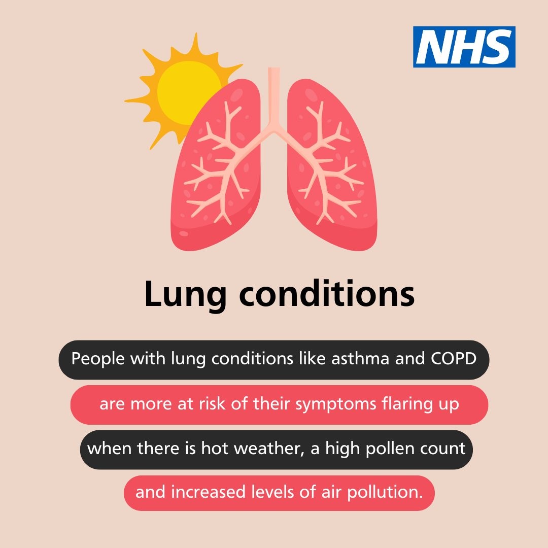 We’re experiencing increased hospital admissions in the region relating to children with respiratory conditions.

Hot weather and high pollen counts and can cause lung conditions like asthma to get worse.

For advice on how to cope, visit ➡ asthmaandlung.org.uk/living-with/ho…