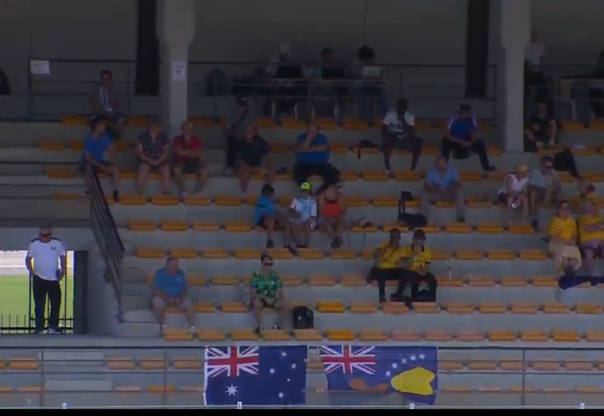 WestSydney's tweet photo. Simpsons booting flag in the stands ๐คฃ #AUSPAN. https://t.co/nu73ezJgyd