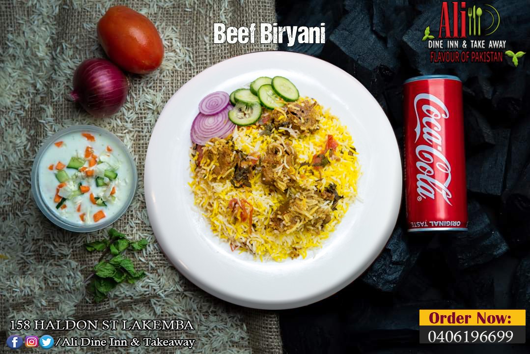 @AliTakeaway presents 'Beef Biryani'.
.
Don't delay, and enjoy the taste at @AliTakeaway
.
#AliDineInnAndTakeAway #AliDineInnLakemba #sydneylocals #sydneyhotels #halalsydney #BeefBiryani #Biryani #sydneyfoodstreet #Lakemba2023