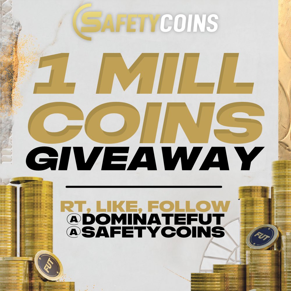 🚨 1 MILLION FIFA COINS GIVEAWAY!
All you have to do is:

- RT & Like 🔁 ❤️
- Follow @DominateFut & @SafetyCoins 

Announcing winner TOMORROW!
Good Luck! 🍀