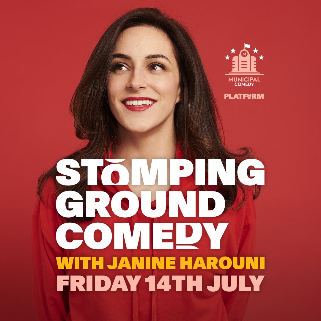 MunicipalComedy's tweet photo. Tickets are now on sale for the July Stomping Ground Comedy! The July line up features MC @dooleys73 Graeme Collard, @AnnabelEdComedy  @DollysDay and headliner Janine Harouni! It's all happening on Friday 14th July 2023, tickets for sale here: https://t.co/H1lp4am7pP https://t.co/E1HiwmeES5