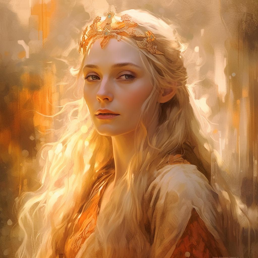 Galadriel using Midjourney with an oil colour prompt.