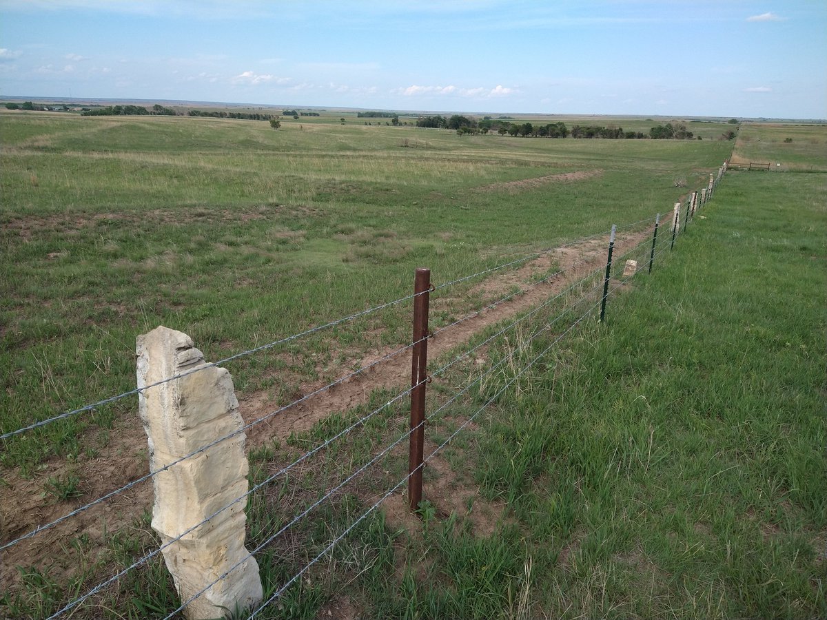 BBeisner's tweet photo. Times change things. Did some water witching yesterday in an area of the #FourCountyFire of 2021. This fence was rebuilt. #Stonepost not being used anymore, all steel t-post &amp; pipe.
#Dowsing #WaterWitching https://t.co/bToscekN4I