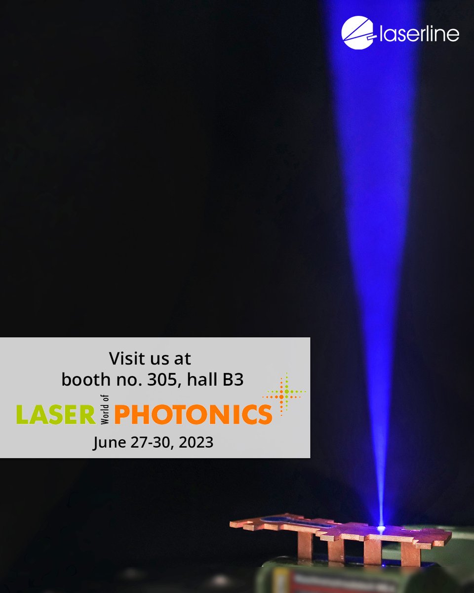 LaserlineGmbH's tweet photo. We are very excited to be back at   this year’s #LaserWorldofPhotonics in Munich! Visitors of the exhibition can   find us from June 27-30, 2023 at booth 305, hall B3.  
@PHOTONICSWORLD #LWoP #LWoP2023 #LWoP23 
#BlueDiodeLaser #brakedisc #lasercladding #laserwelding #laserdrying https://t.co/qOzvNf1Wwe