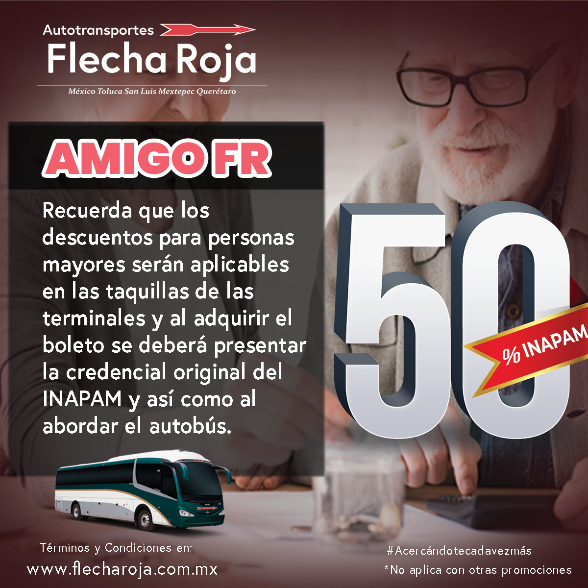 En Flecha Roja, Todos merecen viajar.
Nuestros DESCUENTOS accesibles te permiten disfrutar de tus trayectos sin preocuparte por el dinero.
#FlechaRoja #ViajesAsequibles