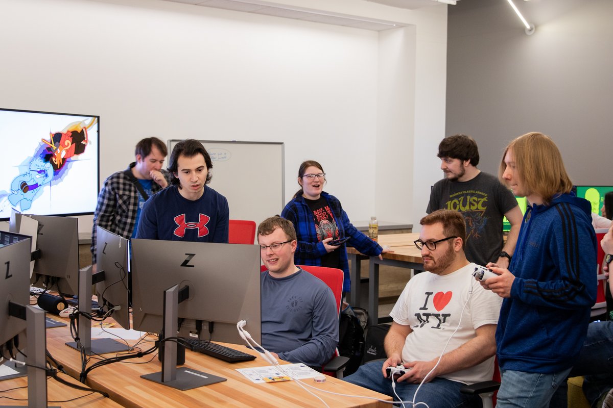 CDMDePaul's tweet photo. Last Friday, DePaul opened its Capstone and Thesis Games Showcase to a wide student audience with a full afternoon of festivities for the DePaul Games Festival! The event showcased student made independent games and an alumni panel with the creators of Broombot Battlegrounds. https://t.co/Kpv7DsoCHW