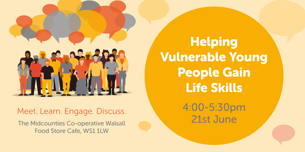 Hear from @iammissmacaroon speaking about how we're helping vulnerable young people gain life skills

Join Your Co-op Conversations Live on 21.06 from 4-5:30pm in Walsall

Book your place here - mid.coop/WalsallEvent

#youngpeople #yourcommunity #coops