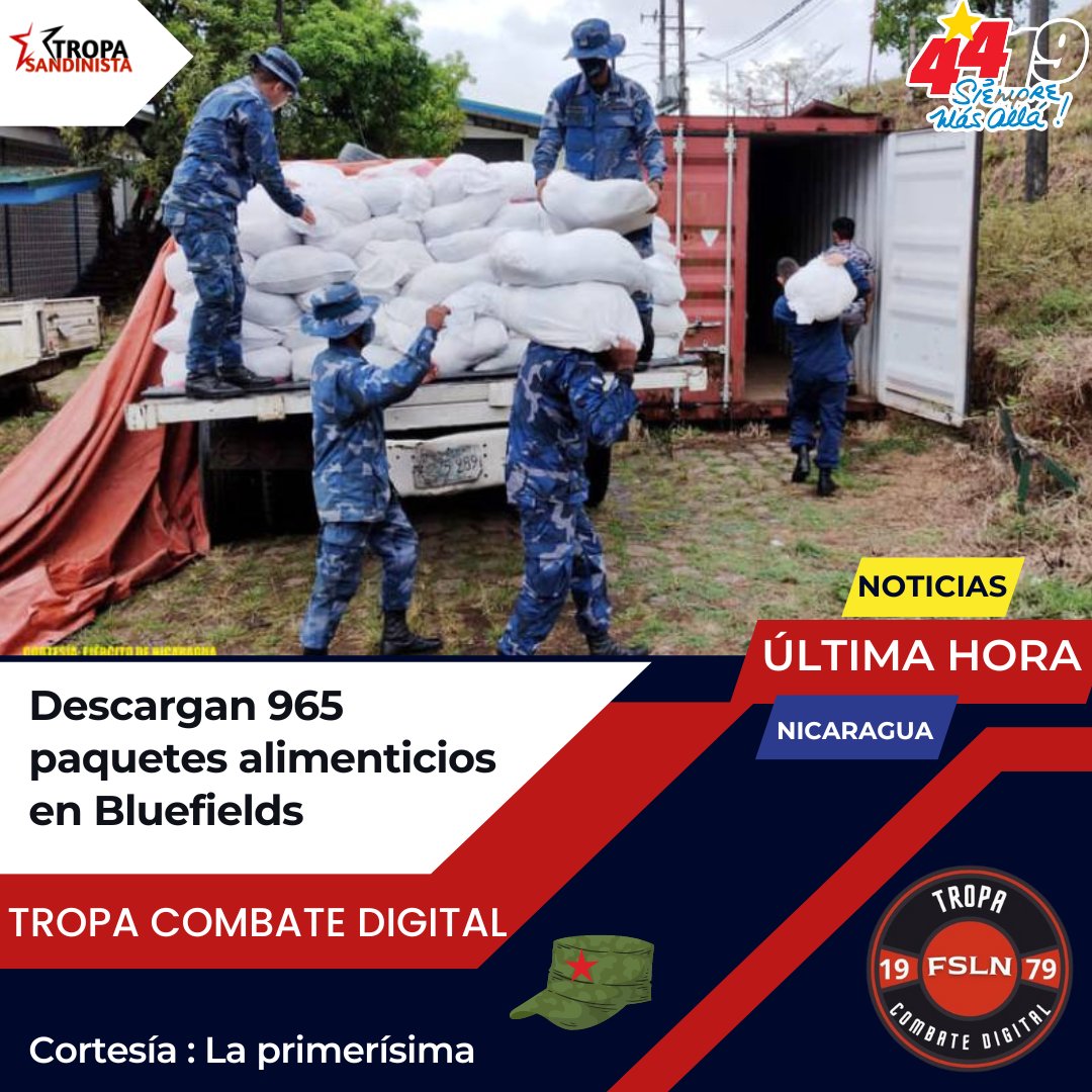 Descargan 965 paquetes alimenticios en Bluefields
#EnDefensaDelFSLN
#FuerzaDeVictorias
