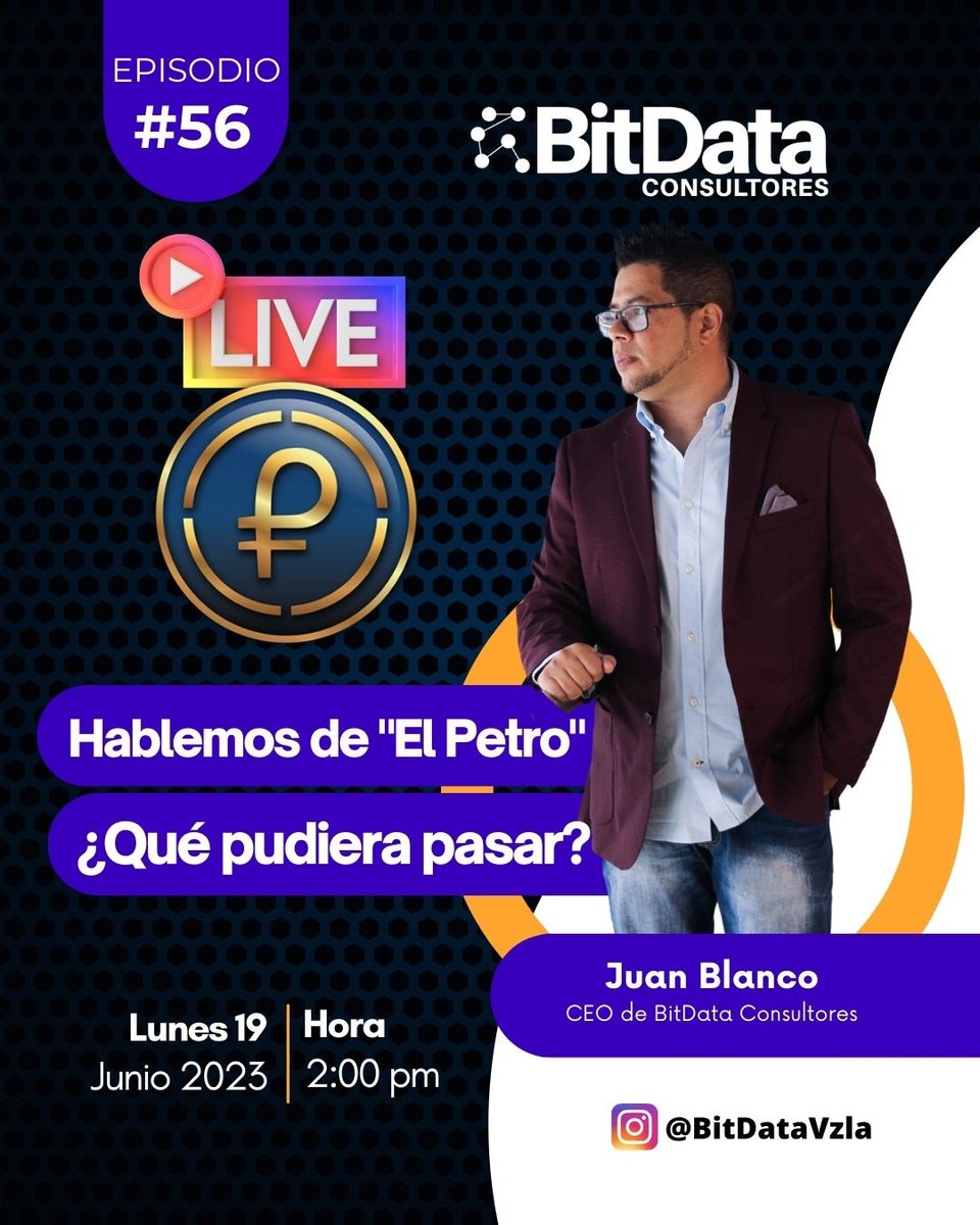 🔥🔥🔥 El próximo lunes 19 de Junio estaremos realizando nuestro Episodio #56 Live en Instagram donde vamos a conversar sobre la situación actual del CriptoActivo Soberano “El Petro” 🚀🚀🚀 luego de tres meses de los acontecimientos en el ecosistema Cripto Venezolano.

¿Qué es
