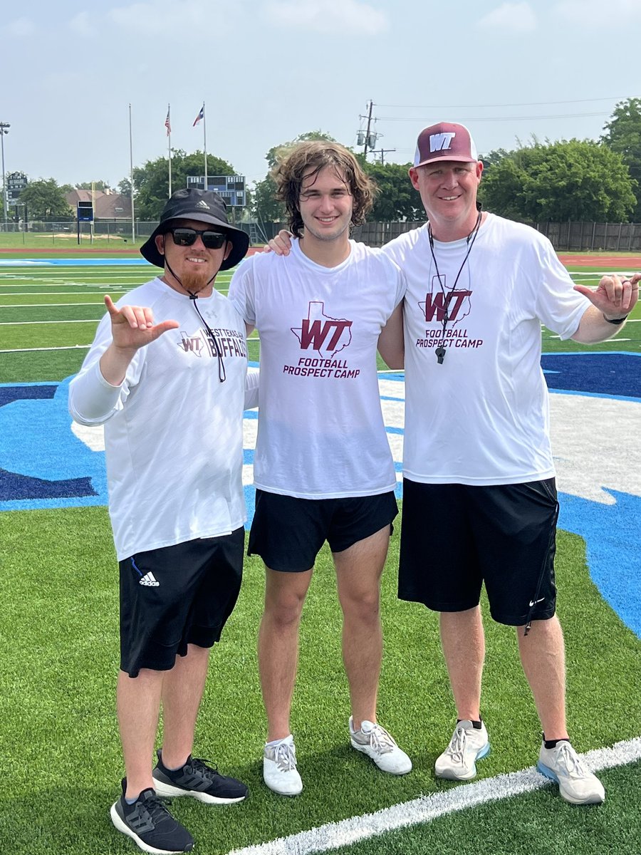 Thanks @CoachJoshLynn and @CoachKyser for the great camp yesterday!Looking forward to coming out to @WTAMUFootball for a visit and game this fall.  

@Coach_BFaske @DentonGuyer_FB @ReedHeim @CoachJoseph979 @mike_gallegos16 @kylekeese  

#BuffNation #HereWeCome  #GuyerFootball