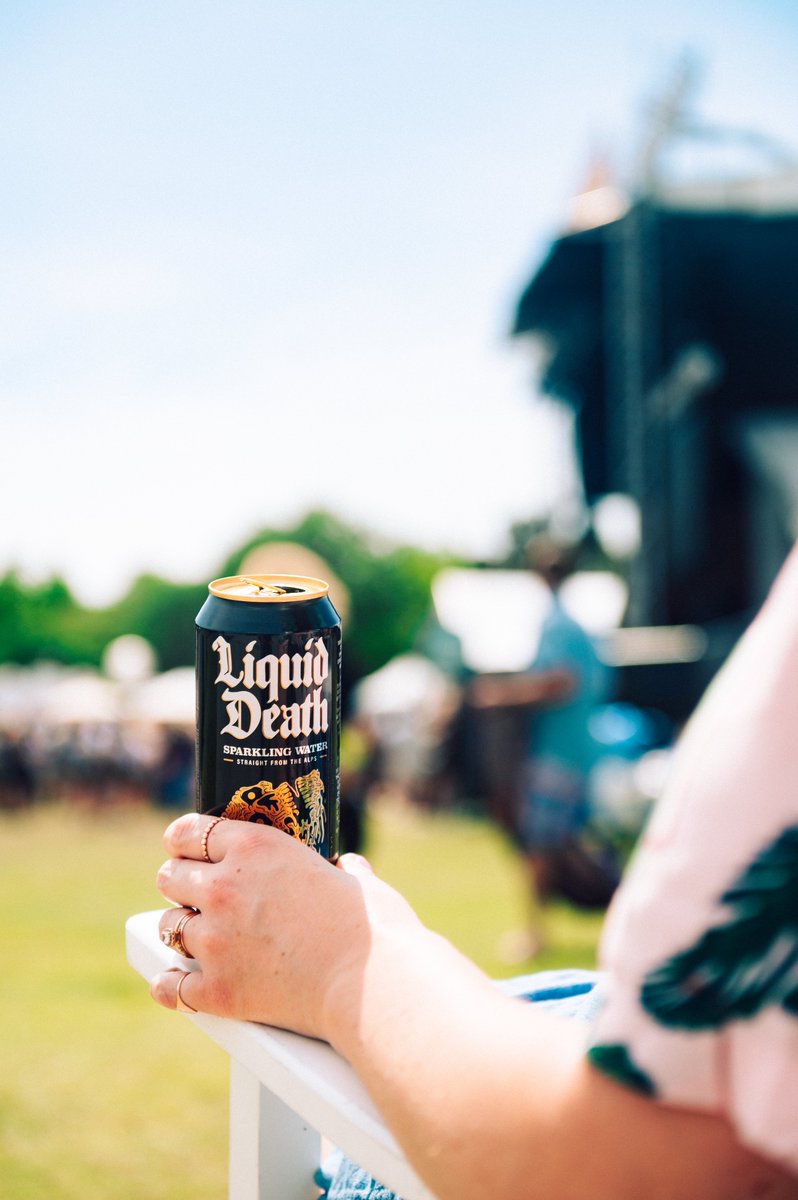 communityLDN's tweet photo. Ice cold and infinitely recyclable. Stay hydrated at #CommunityPresents with @LiquidDeath β and donβt be scared, itβs just water. #DeathToPlastic https://t.co/1aLdDiZToU