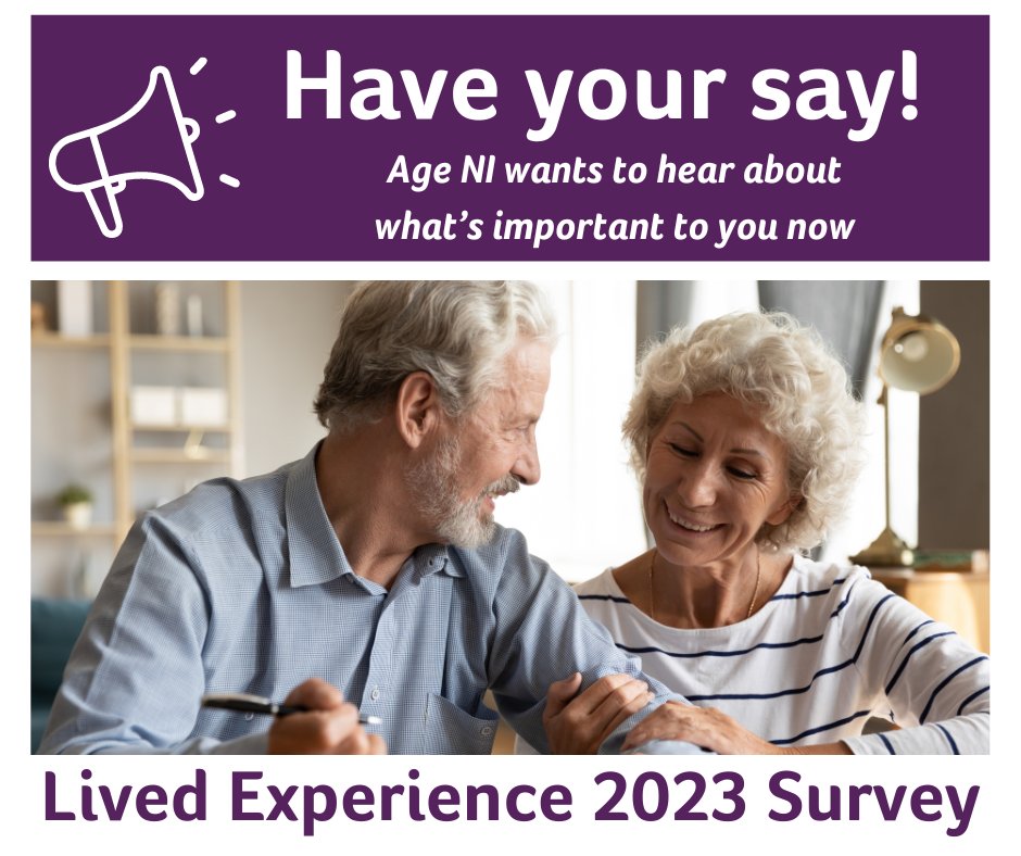 Age_NI's tweet photo. Age NI wants to hear from older people about what’s important to them now and in the future. Our Lived Experience 2023 survey will help us highlight the issues of most importance.

Complete the survey here: https://t.co/xkTOFGhucO

Please contact info@ageni.org for a hard copy. https://t.co/20aGY3ejpb