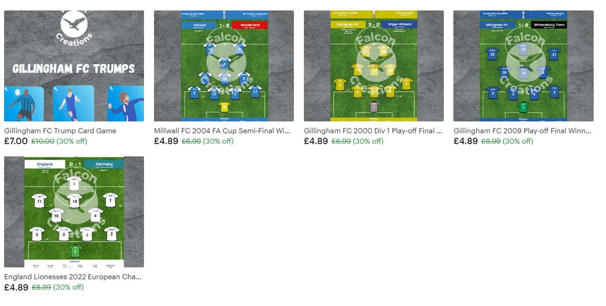 Iconic Match Posters and GFC Top Trumps... Come take a look ‼️

etsy.com/uk/shop/Falcon…

#etsyshop #footballprints #footballgifts #toptrumps #millwall #england #Lionesses #gillingham