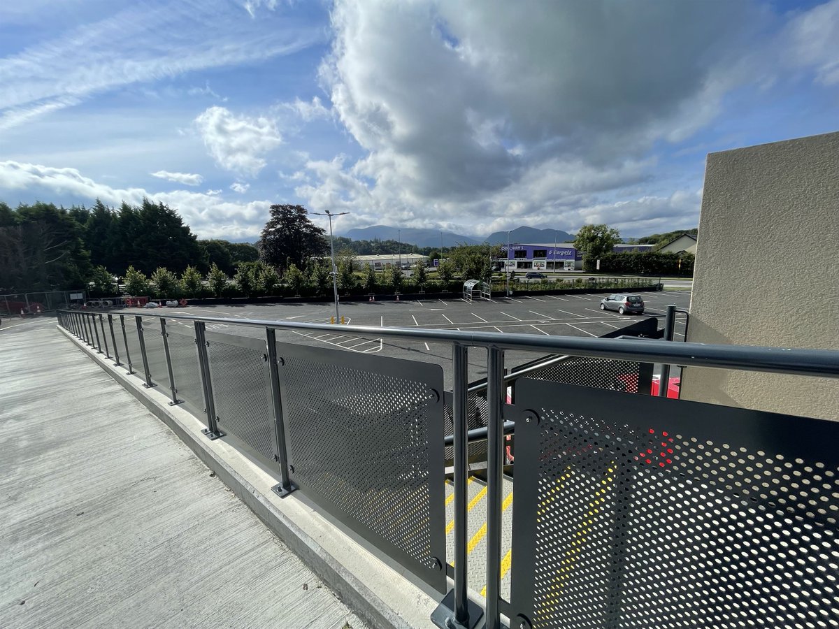 ✨ Sometimes, simplicity reigns supreme! ✨ Graepels manufactured these perforated aluminium infill panels for Daly's SuperValu in Killarney. Their lightweight design ensures easy handling, making them a dream to work with.🌟#Graepels #Balustrade #PerforatedMetal #Killarney