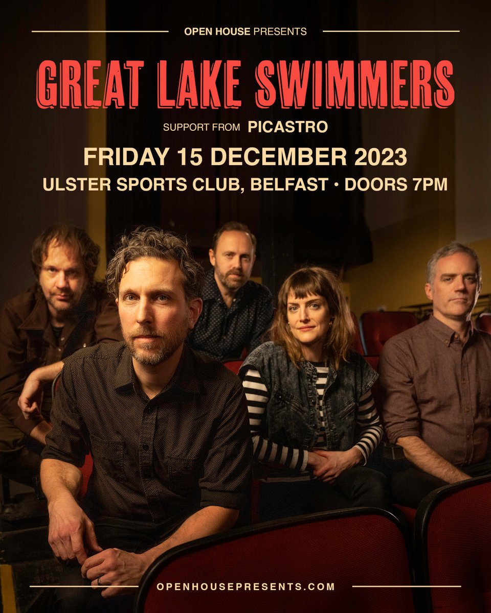 After 14 years away, indie-folk group Great Lake Swimmers return to Belfast this December. The Toronto band are renowned for their homespun folk and intimate Americana shows and join us at Ulster Sports Club on Friday 15 December. Tickets from openhousepresents.com