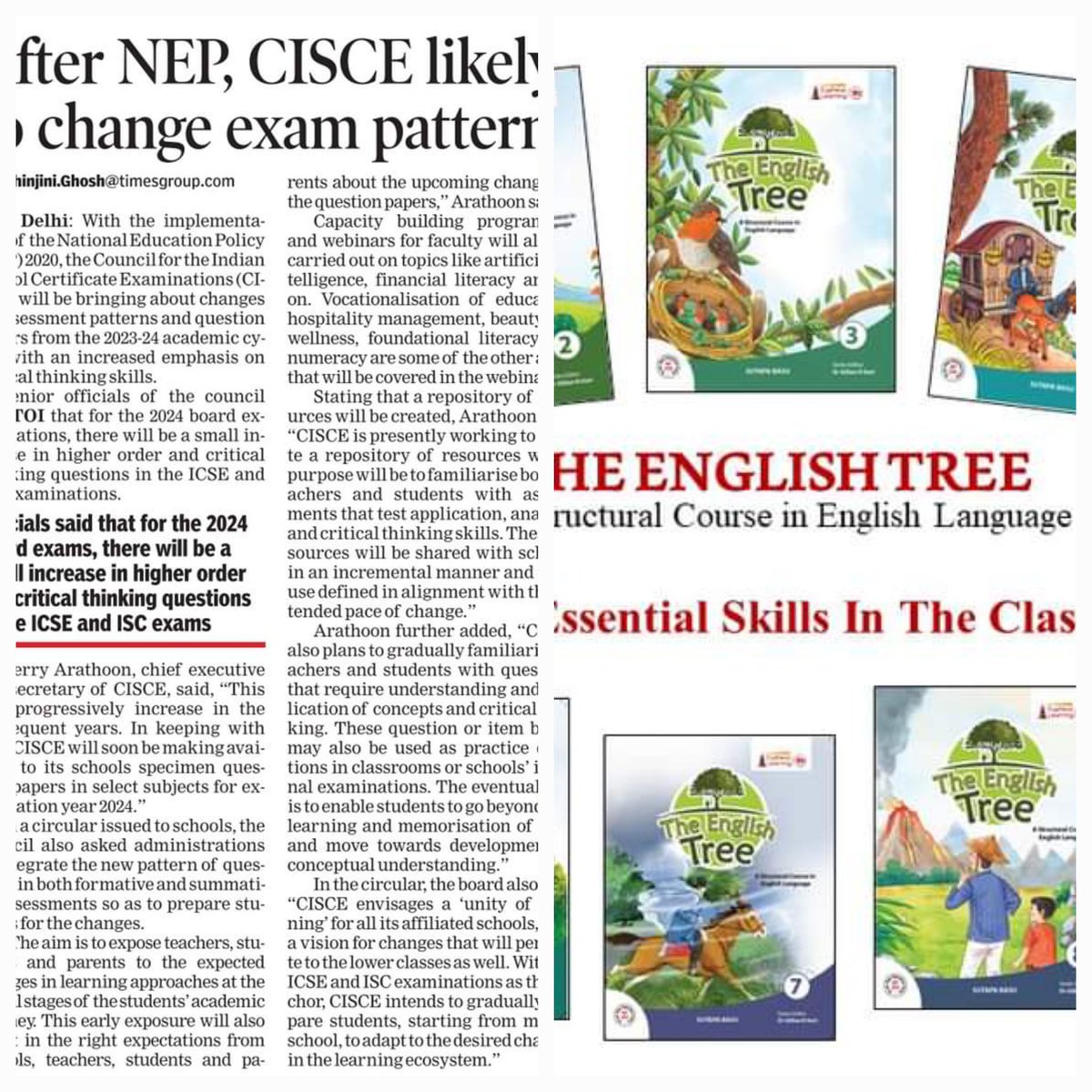 CHUFFED TO DECLARE! 
My ELT series #theenglishtree 2023 is an exact fit for schools with CISCE curriculum. ICSE schools will find a wide repository of class activities of #communicationskills & #criticalanalysis assessment in THE ENGLISH TREE 1 to 8. @Eupheuslearning  #NEP2020