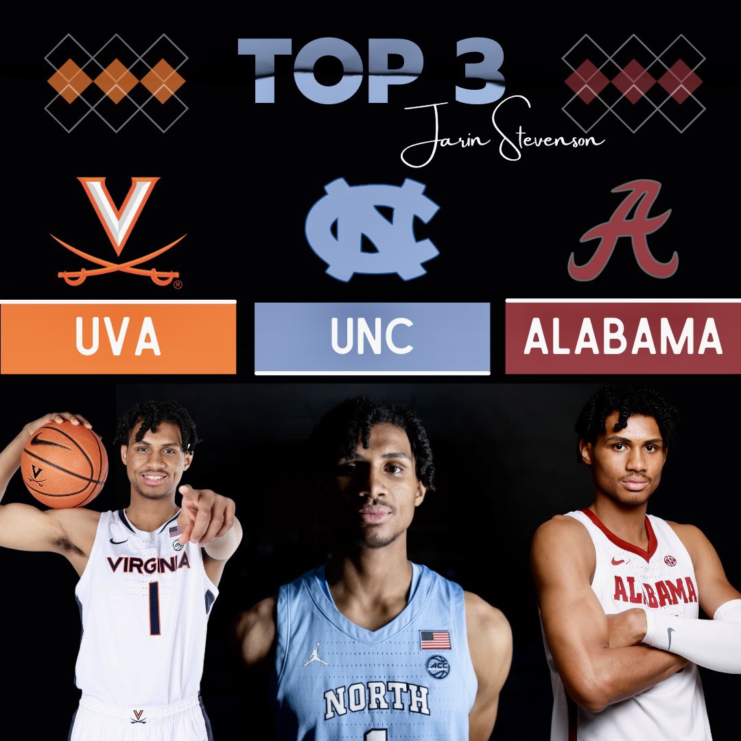 Jarin Stevenson (@jarinstevenson) on Twitter photo Thank you to everyone who has recruited me. πππ
My top 3 are <a href="/UVAMensHoops/">Virginia Men's Basketball</a> βοΈ <a href="/UNC_Basketball/">Carolina Basketball</a> π and <a href="/AlabamaMBB/">Alabama Menβs Basketball</a> π Thank you to everyone who has recruited me. πππ
My top 3 are <a href="/UVAMensHoops/">Virginia Men's Basketball</a> βοΈ <a href="/UNC_Basketball/">Carolina Basketball</a> π and <a href="/AlabamaMBB/">Alabama Menβs Basketball</a> π