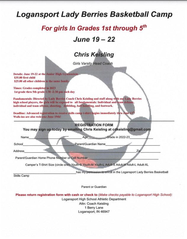 keisling_chris's tweet photo. Reminder- Lady Berries Basketball Camp is next week, Monday June 19th thru Thursday June 22nd.

For young ladies that have just completed 1st thru 5th grade.

Walk-ins on June 19th are welcome! https://t.co/7H7LoqY2Iz