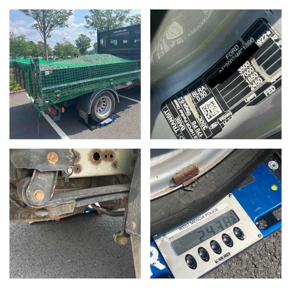 Team A, an excessively overweight vehicle. Gross weight over by 93% & over on axle 2 by 100%. Vehicle prohibited, ticket issued . @WMerciaRoads @WestMerciaPCC @CCPippaMills OR95