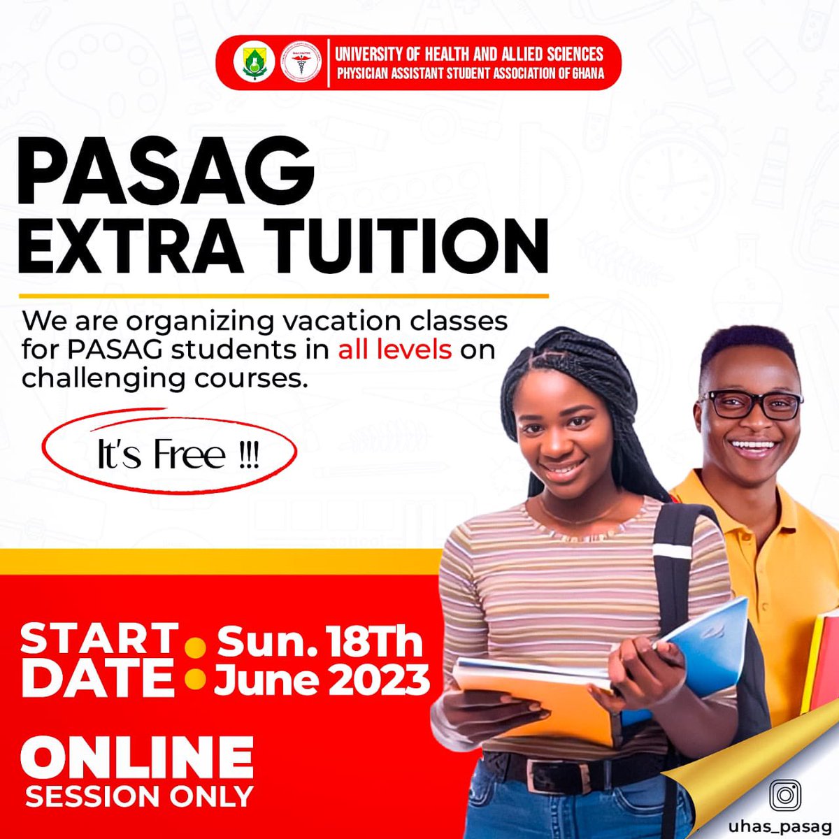 uhaspasag's tweet photo. 📢 Exciting news! 🎉 Join *PASAG EXTRA TUITION* for free online classes! 📚 Experienced tutors will help you excel in various courses and tackle challenging topics. Say goodbye to headaches and boost your GPA! 🚀 Classes start on June 18th, 2023. Don't miss out! #PeerTutoring https://t.co/2YeGQhf0NR