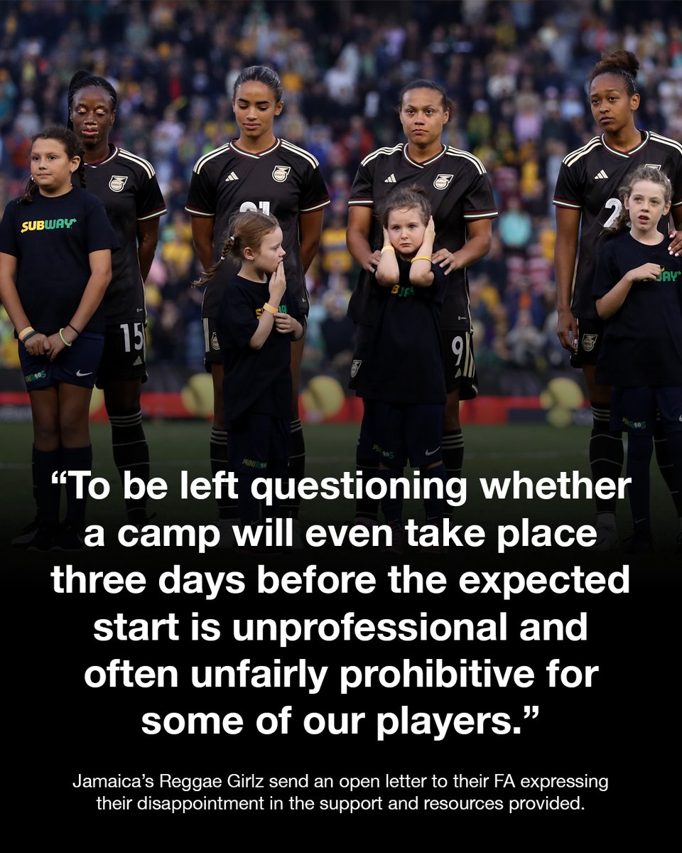 vsrsus's tweet photo. Jamaica's Reggae Girlz have united to express their disappointment in the support and resources provided by the Jamaica Football Federation, with less than a month to go until the start of the Women’s World Cup.⁣⁣ https://t.co/4LKrTdGfND