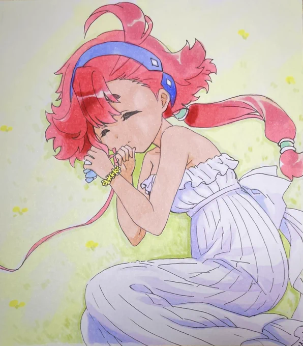 今日のアナログイラスト211日目は水星の魔女のスレッタちゃん……どうか幸せになって欲しい……