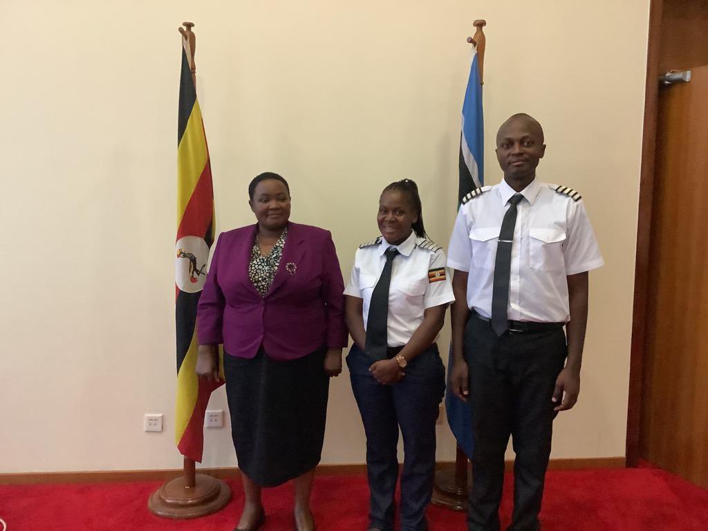 The President Uganda Professional Pilots Association Capt Aziz Sentamu and Capt Lilian Namukwaya after meeting Rt Hon Robinah Nabbanja the Prime Minister of Uganda about the Aviation Expo 2023 happening on 22nd to 24th June 2023. Book your ticket now and come learn about aviation