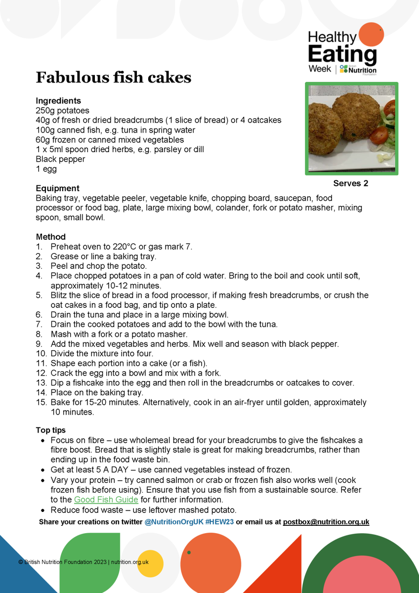 🍉🥕🥦 It's Healthy Eating Week!
Today's recipe is Fabulous fish cakes!
#HEW23 #foreveryone