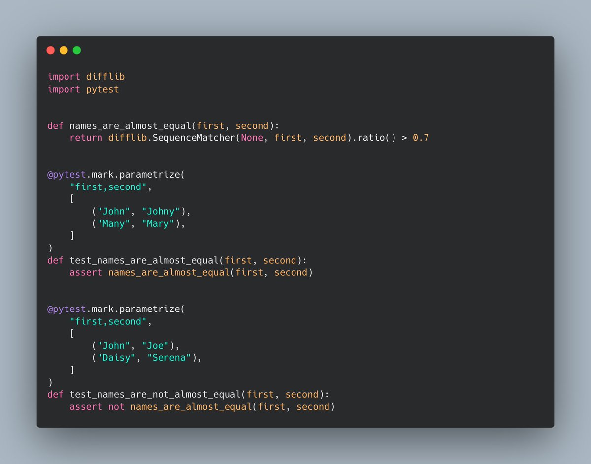 Python clean test tip:

Use pytest parametrize when you need multiple cases to prove a single behavior.

👇