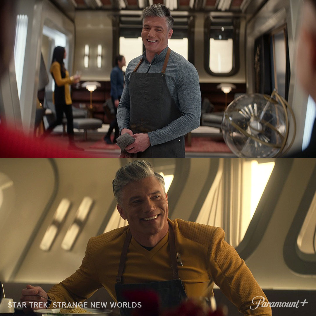 Nothing says 'I'm the crew's dad' like Captain Pike in an apron. #StarTrekStrangeNewWorlds #FathersDay