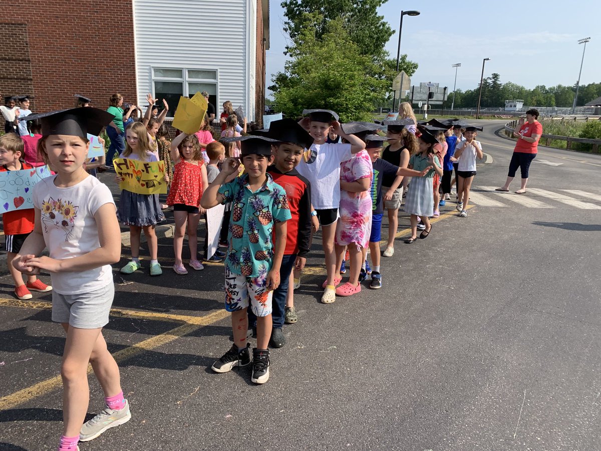 WPSPride's tweet photo. Our 3rd Graders paraded around bus loop today as we cheered them on!  Off to Manchester school they go!!! https://t.co/9h17Chmk8y