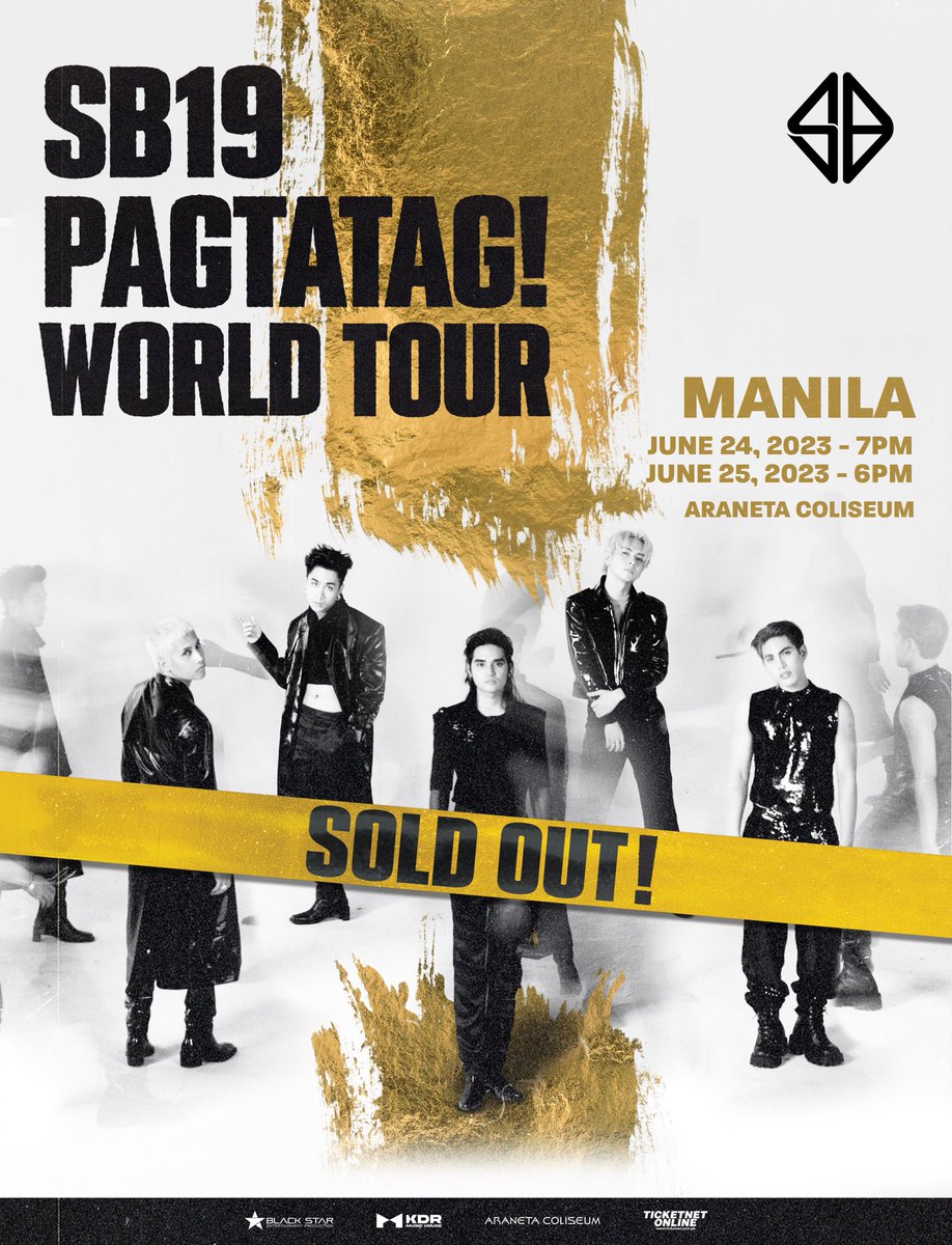 ⚠️ PAGTATAG! World Tour: MANILA

Tickets for the kickoff concert at The Big Dome on June 24 and 25 are officially 𝗦𝗢𝗟𝗗 𝗢𝗨𝗧!

Thank you for the overwhelming support A'TIN, see you there!

#SB19 #PAGTATAG #SB19PAGTATAG
#PAGTATAGWorldTourManila
