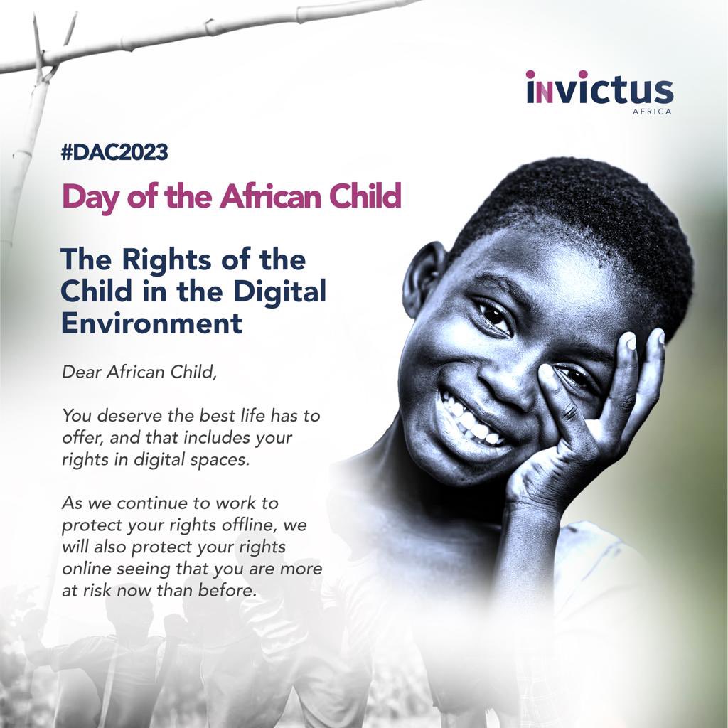 Dear African Child,

You deserve the best life has to offer, and that includes your rights in digital spaces.

As we continue to work to protect your rights offline, we will also protect your rights online seeing that you are more at risk now than before.

#DAC2023