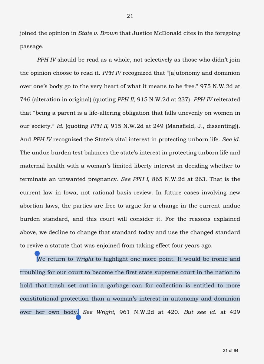 I haven’t read it all yet, and this case is a procedural cluster, so none of this gives me a lot of peace, but this line from Justice Waterman stands out: