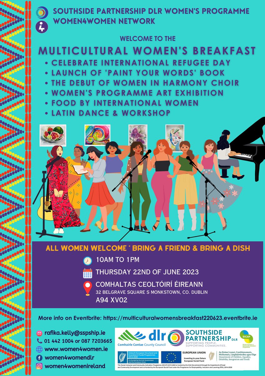 The women4women Network and Southside Partnership Women's Programme invite you to the Multicultural Women's Breakfast to celebrate International Refugee Day on June 22nd. All Women Welcome!