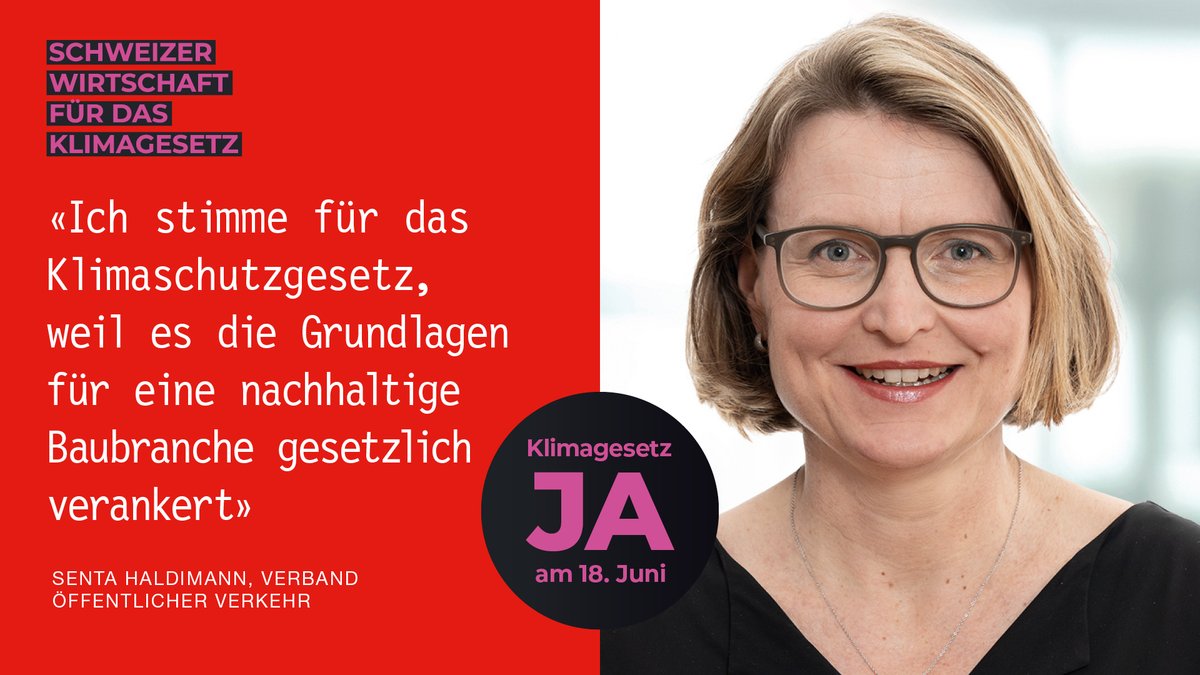 SIA (@sia_schweiz) on Twitter photo «Ich stimme für das Klimaschutzgesetz, weil es die Grundlagen für eine nachhaltige Baubranche gesetzlich verankert», davon ist Senta Haldimann überzeugt. Deshalb Ja zum #Klimagesetz am 18. Juni! bit.ly/3AWys6x
#SIA <a href="/shaldima/">Senta Haldimann</a> «Ich stimme für das Klimaschutzgesetz, weil es die Grundlagen für eine nachhaltige Baubranche gesetzlich verankert», davon ist Senta Haldimann überzeugt. Deshalb Ja zum #Klimagesetz am 18. Juni! bit.ly/3AWys6x
#SIA <a href="/shaldima/">Senta Haldimann</a>