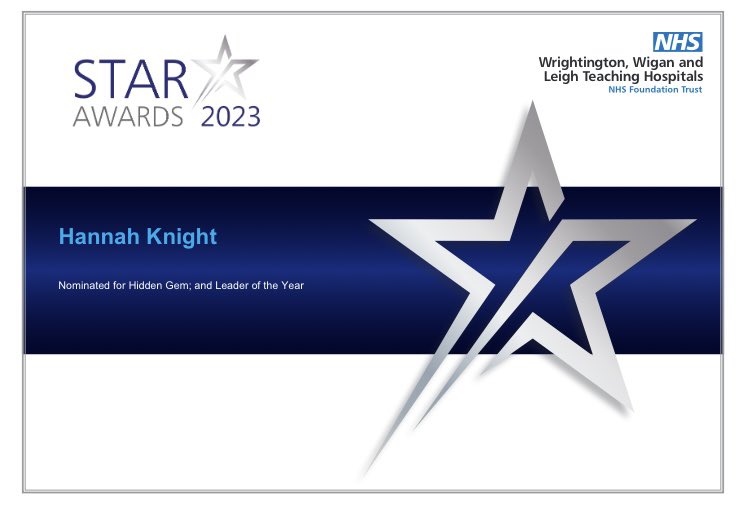 Thank you to who ever nominated me for the Star Awards, I am proud to work with such a great team and honoured to have been nominated 💙

<a href="/CriticalCareWWL/">Critical Care WWL 💙</a> 
<a href="/WWLNHS/">WWL NHS</a>