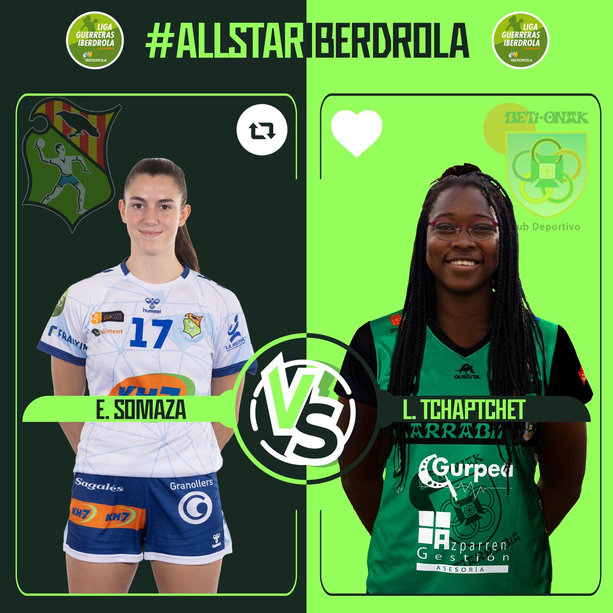 Liga Guerreras Iberdrola (@iberdroladhf) on Twitter photo ⭐️ #AllStarIberdrola 𝟐𝟎𝟐𝟐/𝟐𝟑 - 𝑴𝑬𝑱𝑶𝑹 𝑱𝑶𝑽𝑬𝑵 𝑷𝑹𝑶𝑴𝑬𝑺𝑨
♻️ RT: <a href="/estersomaza_16/">Ester Somaza Bosch</a> (<a href="/BMGranollers/">BM Granollers</a>)
❤️ Me gusta: <a href="/lyyndiiee/">LYNDIE TCHAPTCHET</a> (<a href="/Beti_guerreras/">Replasa Beti-Onak</a>)
#LigaGuerrerasIberdrola #SheLovesHandball ⭐️ #AllStarIberdrola 𝟐𝟎𝟐𝟐/𝟐𝟑 - 𝑴𝑬𝑱𝑶𝑹 𝑱𝑶𝑽𝑬𝑵 𝑷𝑹𝑶𝑴𝑬𝑺𝑨
♻️ RT: <a href="/estersomaza_16/">Ester Somaza Bosch</a> (<a href="/BMGranollers/">BM Granollers</a>)
❤️ Me gusta: <a href="/lyyndiiee/">LYNDIE TCHAPTCHET</a> (<a href="/Beti_guerreras/">Replasa Beti-Onak</a>)
#LigaGuerrerasIberdrola #SheLovesHandball